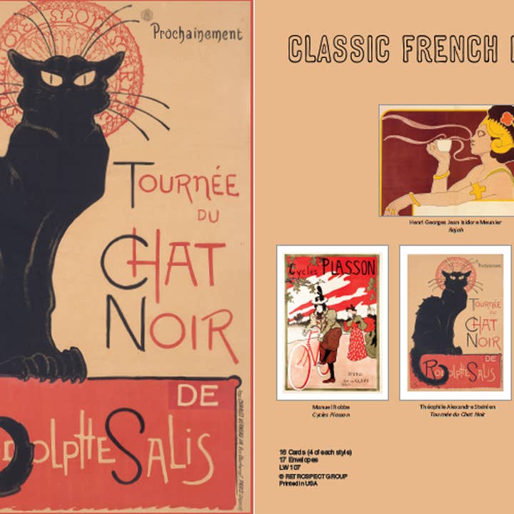 The Retrospect Group Collection – Engroshandel Brevpapir/sæt med noteskort – Klassiske franske Plakater Notecard - Boxed Sæt