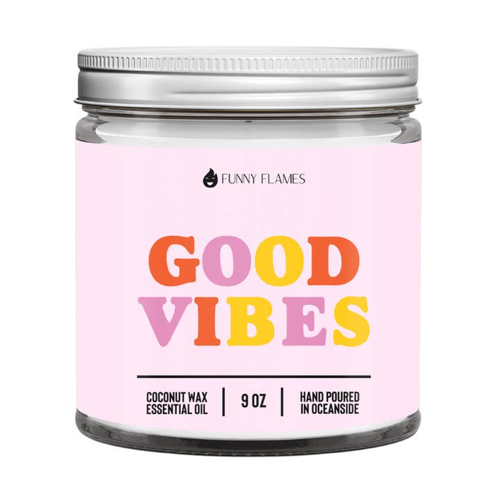 Good Vibes -9 oz Funny Flames Candle-Melon Duftende for engroshandel hos Funny Flames Candle Co - Les Creme