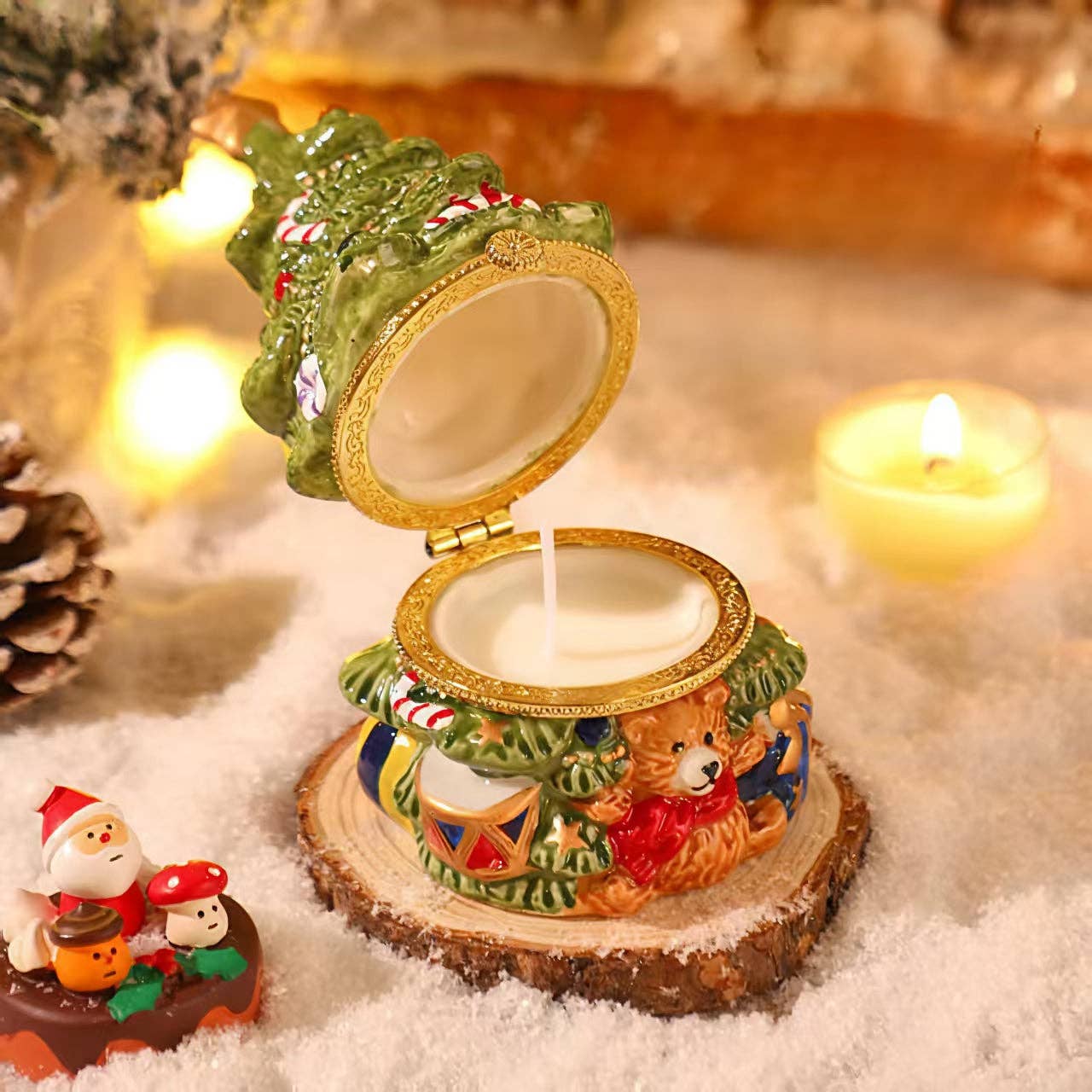 Verdivine - Wholesale Jewelry Box/Organizer - Fuzzy Bear Christmas Tree Trinket Box3