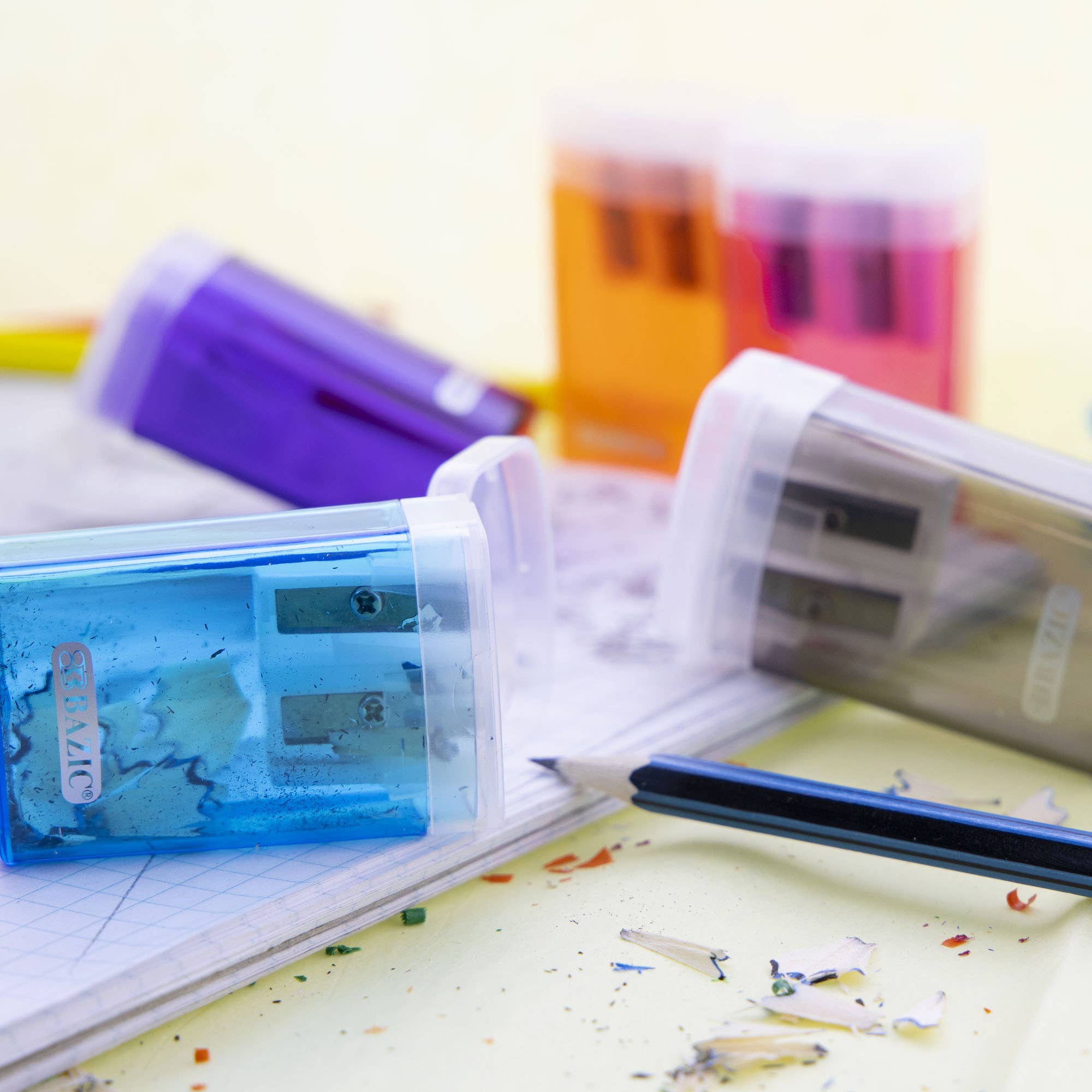 BAZIC Products - Wholesale Pencil Sharpener - Dual Blades Sharpener w/ Lid & Receptacle1