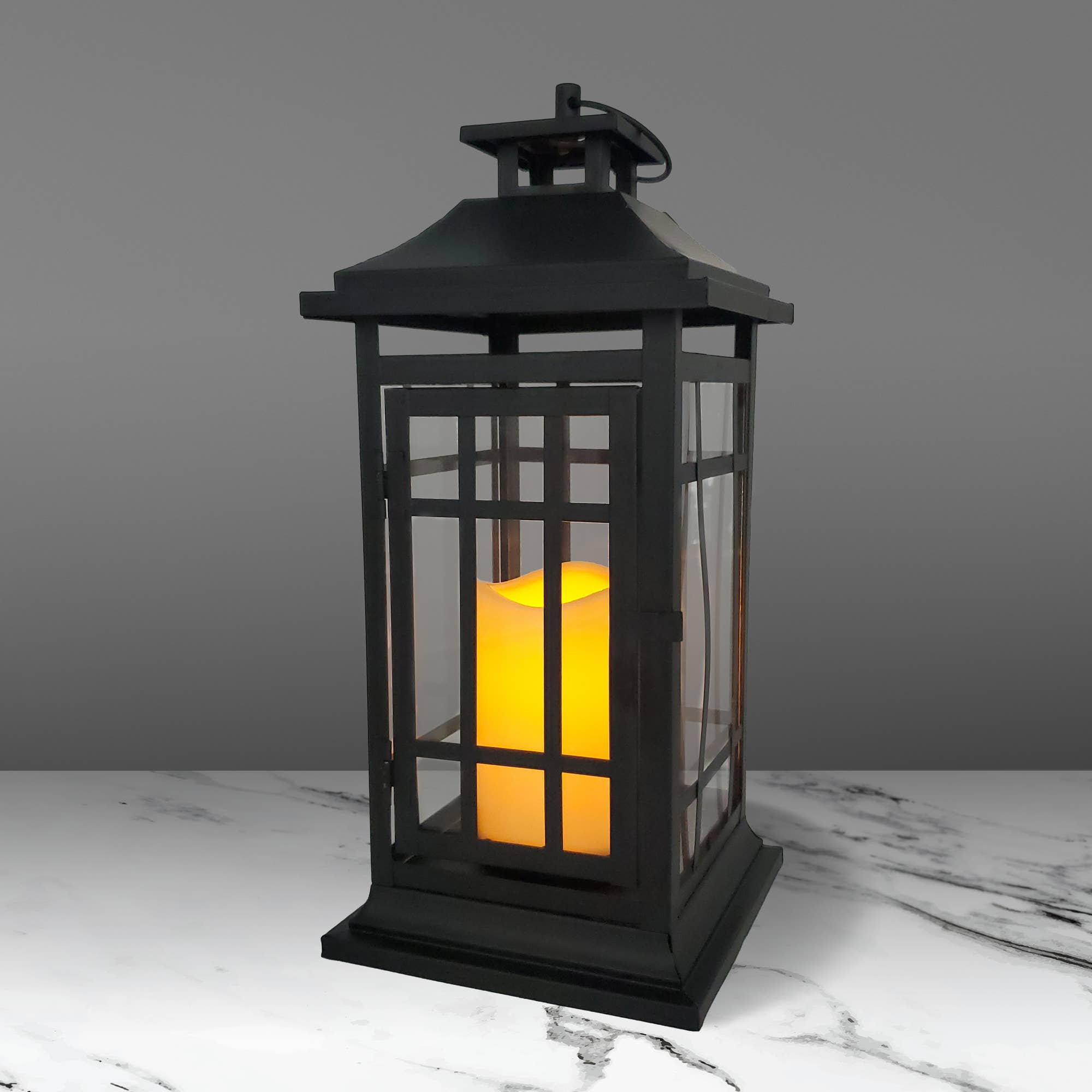 LumaBase - Wholesale Lantern - Battery Operated Metal Lantern with LED Candle - 14"2
