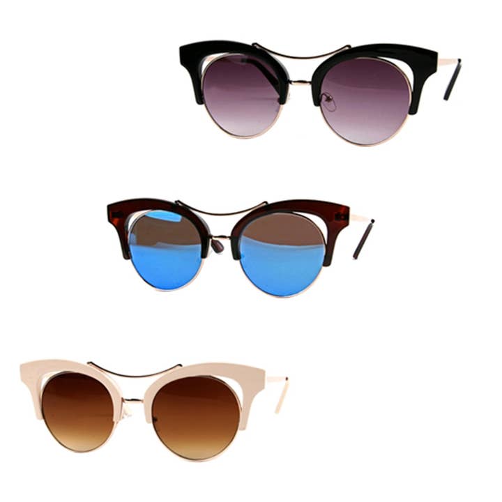 P2262 Cat-Eye-Sonnenbrille im Retro-Look aus Metall, Dutzend für den Großhandel von Pop Fashionwear Inc