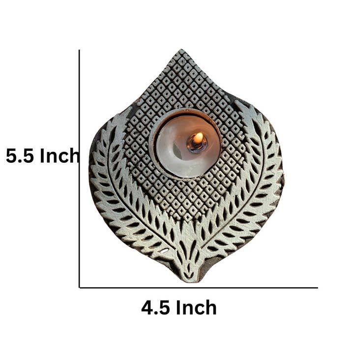 Magnifique Hearts – wholesale Ljushållare – Bladformad trä värmeljushållare Yoga Meditation Handgjord1