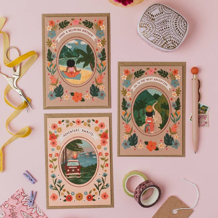 Jessie Maeve Studio - Wholesale Birthday Card - Tropical Beach Yoga Birthday Card - Have A Relaxing Birthday4