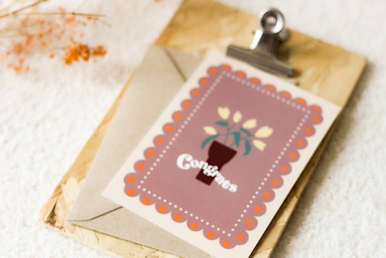 Streepjes Designs – wholesale Födelsedagskort – Gratulationskort med blommor i vas, vinterkollektion 251