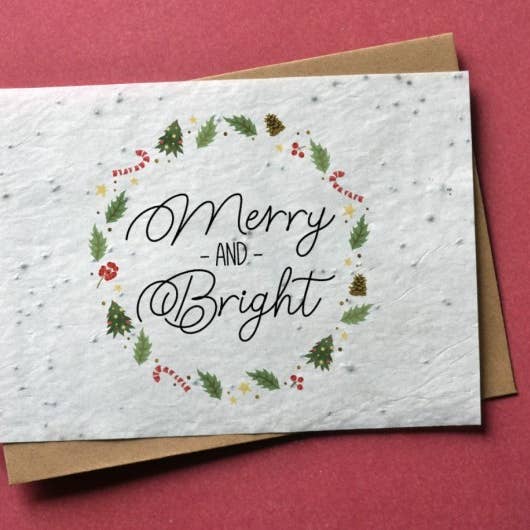 Plantable Card Christmas Merry & Bright for wholesale by Carte À Pousser