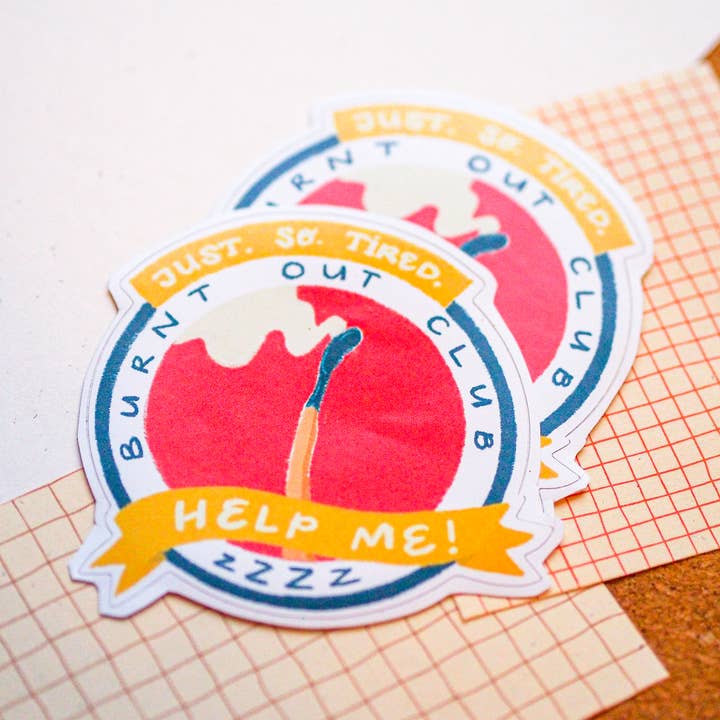 Burnt Out Club Sticker for wholesale by Jo Studio