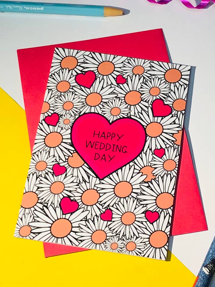 Happy Wedding Day Greetings Card for wholesale by PaintsPylons