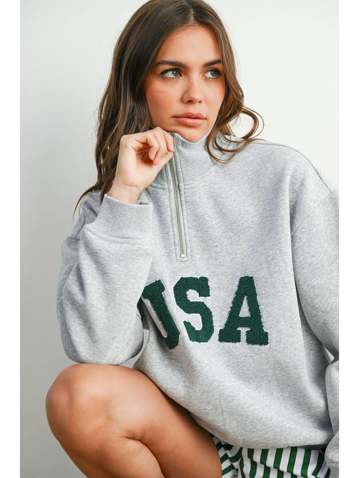 BUTTERMELON - Wholesale Sweatshirt - Women's - Quarter Zip Long Sleeve Top - BMT779517