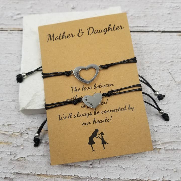 Treasure Wholesale - Wholesale Charm/dangle bracelet - Mother's Day Wish Heart Bracelet Mother & Daughter