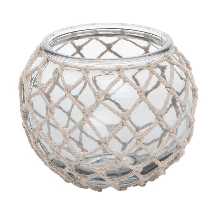 Beachcombers - Wholesale Candle Holder - Rope Weave Glass Tealight Candle Holder0
