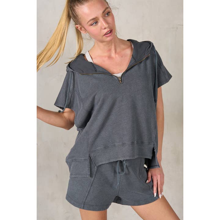 Halv lynlås ærmeløs hættetrøje for engroshandel hos lalamia