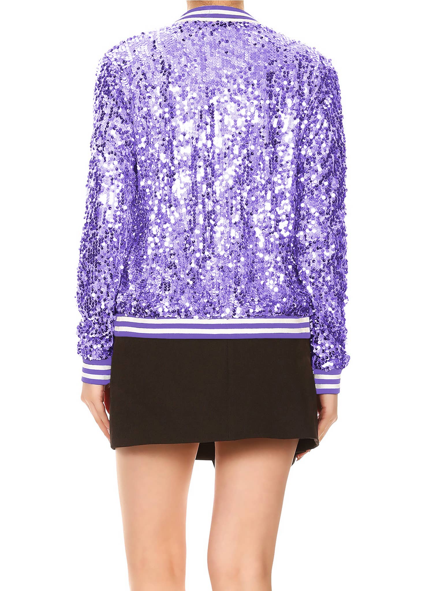 Anna Kaci Wholesale - Wholesale Varsity/Baseball Jacket - Women's - Striped Metallic Sequin Varsity Jacket71