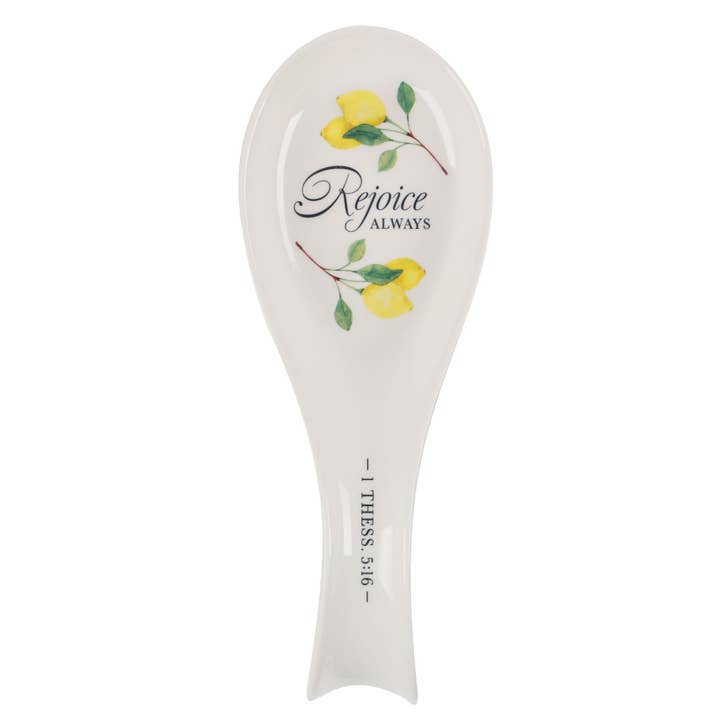 Spoon Rest Lemons Rejoice Always 1 Thess. 5:16-18 for wholesale by Christian Art Gifts