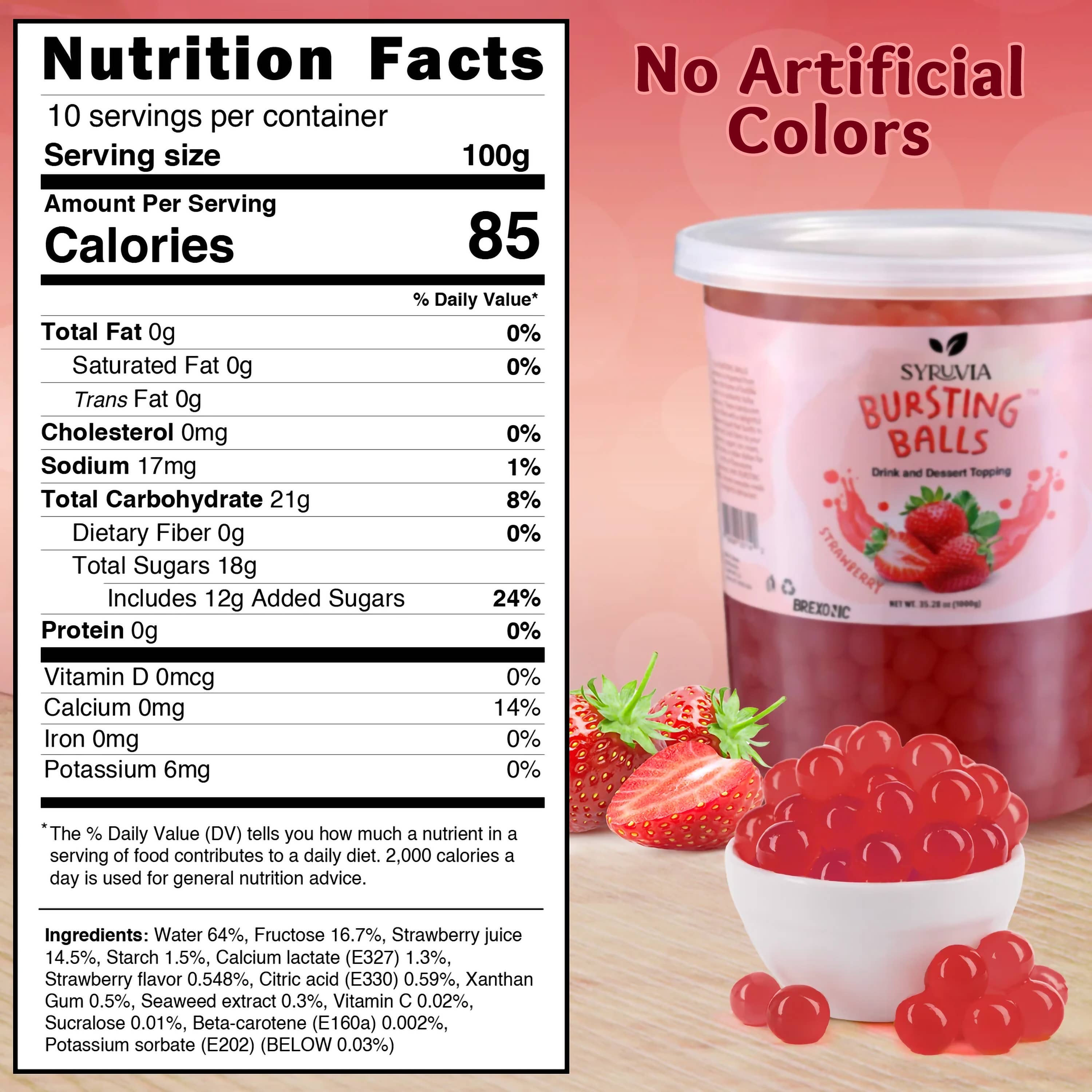 Syruvia - Wholesale Beverage Mix - 2 LB Strawberry Flavored Popping Boba1