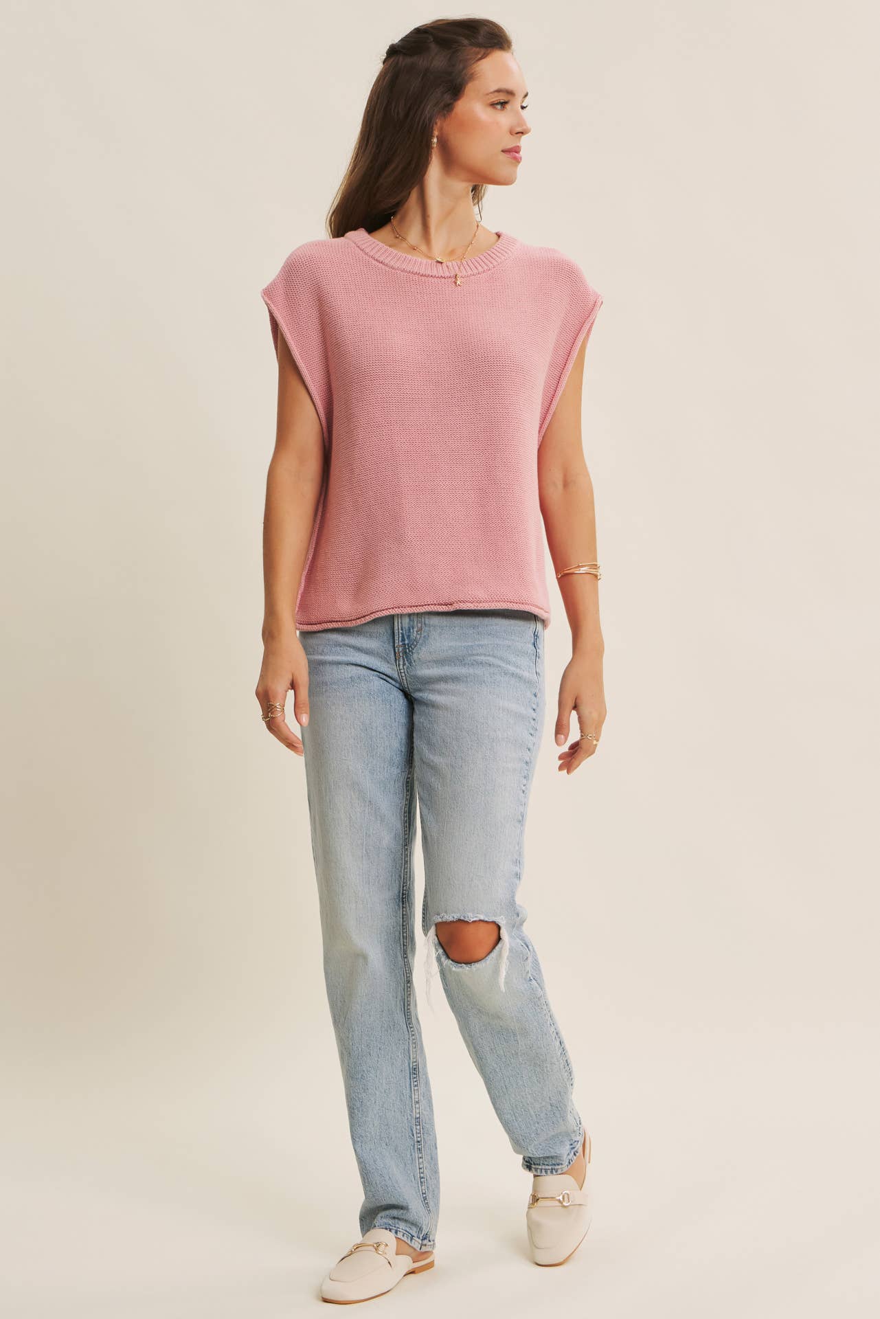 in february – Großhandel Strickpullover – Damen – Locker sitzendes Sweater-Weste mit sichtbaren Nähten40