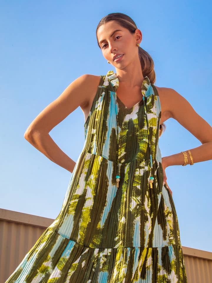 Abito in argento Olive Batik Bambula per la vendita all'ingrosso da parte di Maria la Paz