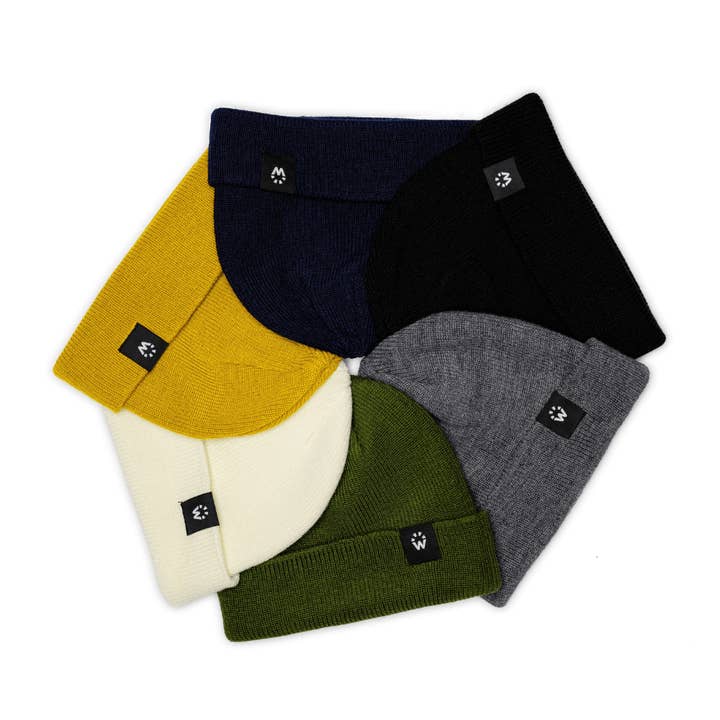 Made in Canada Merino Wool Blend Double Knit Beanie Hat for wholesale by Whelk Goods