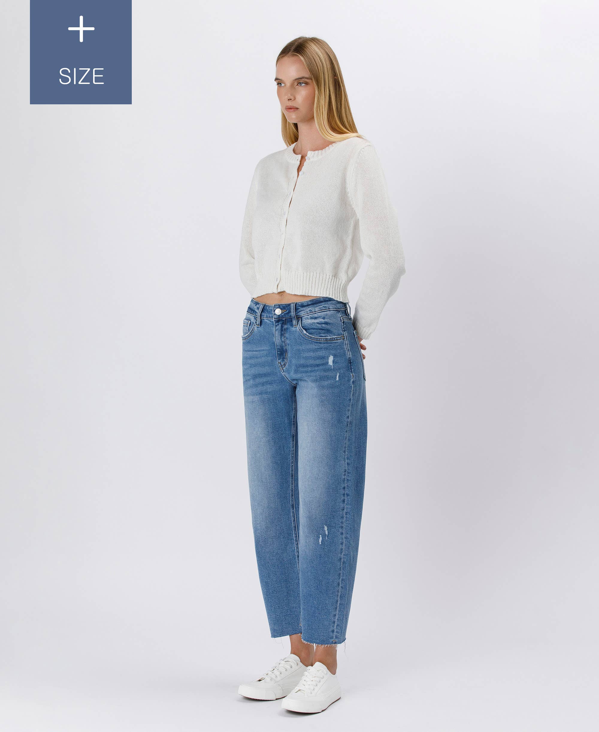 HER POSSESSION PLUS SIZE HIGH RISE MILD BARREL JEANS LV1520-P for wholesale on Faire6