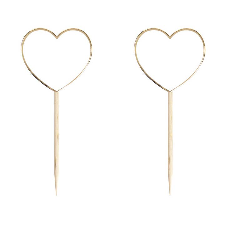 PICS A COCKTAIL COEURS BLANCS ET OR X 10 pour la vente par Tim&Puce Factory