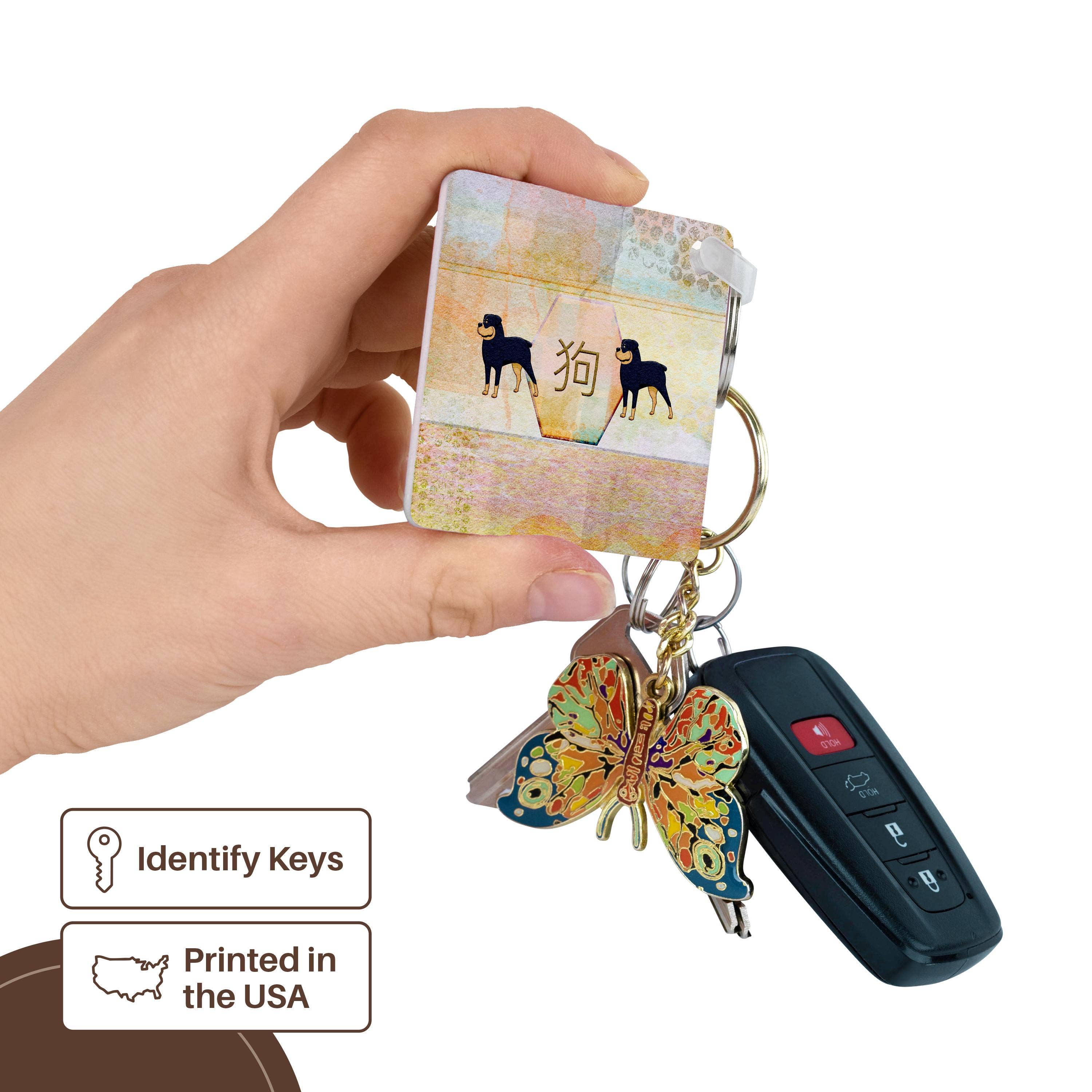 3dRose – Engroshandel Nøglering - Unisex – 3dRose, Dobermann, Filtoverflade Abstrakt, Hundens Tegn, Kinesisk, Pasteller, Nøglering2