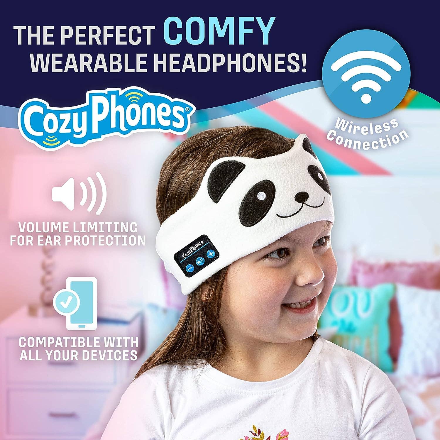 CozyPhones - Wholesale Stuffed/Plush Toy - Kids & Baby - CozyPhones Kids Headband Headphones - Case of 12 PANDA2