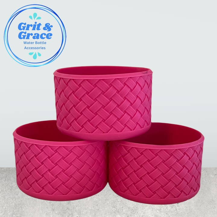 Basketweave Berry Pink Boot for wholesale by Grit & Grace Water Bottle Accessories