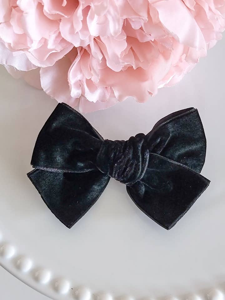 Chloe Bow-Black Velvet for wholesale by Dainty Delights Creations