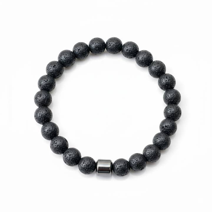 Bracelet en pierre naturelle - Bracelet en pierre de lave pour homme pour la vente par Blueyejewelry