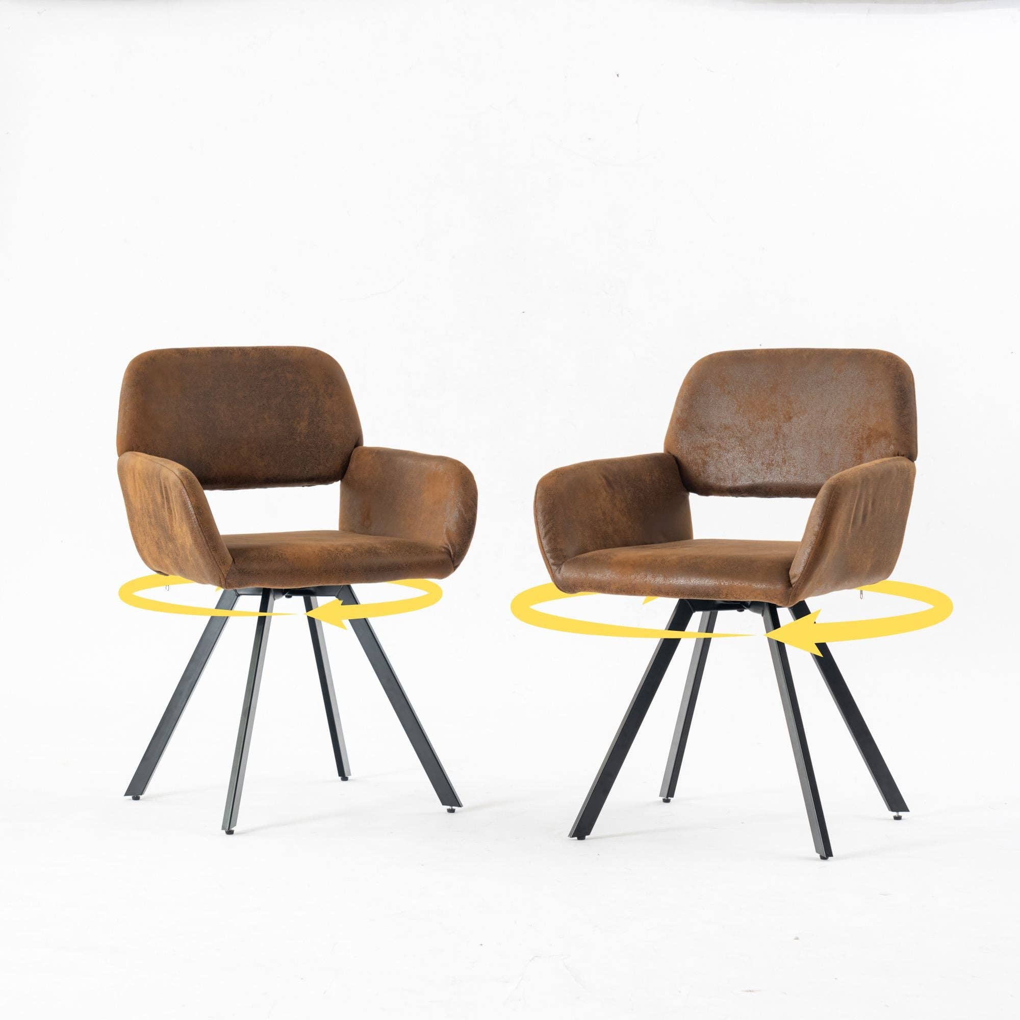 Urban Meuble - Wholesale Chair - Set of 2 vintage dining chairs swivel suede fabric brown CALIFORNIA KD SUEDE BROWN SWIVEL0