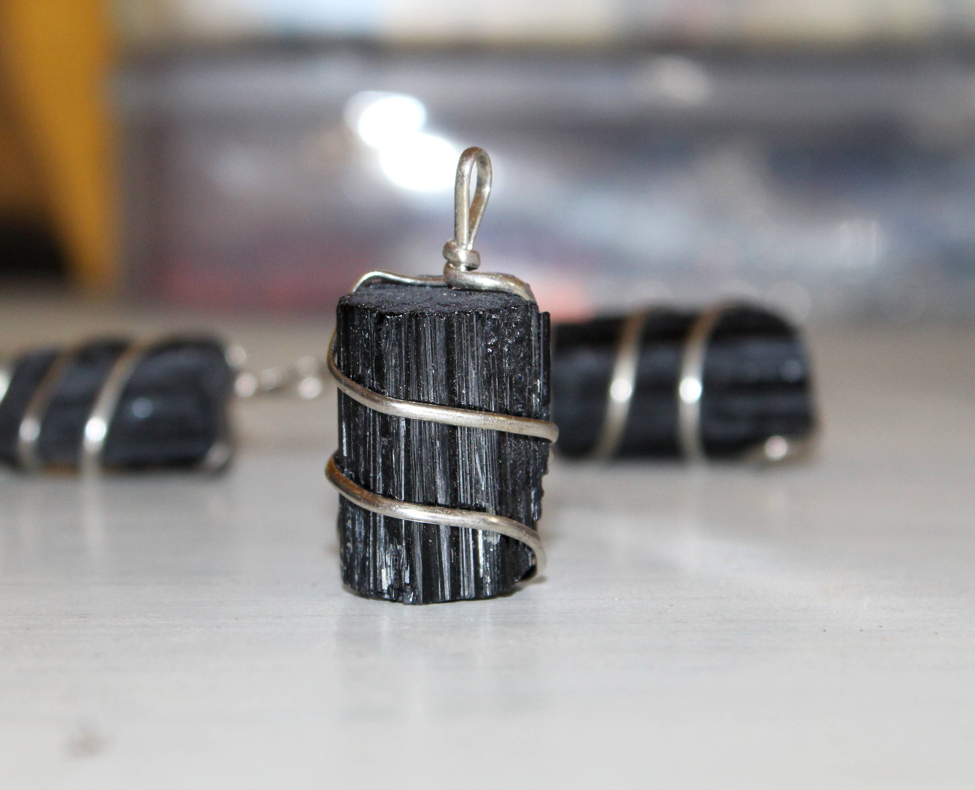 Aura Vibes - Wholesale Individual charm/pendant - Raw Black Tourmaline Wire Wrapped Pendant