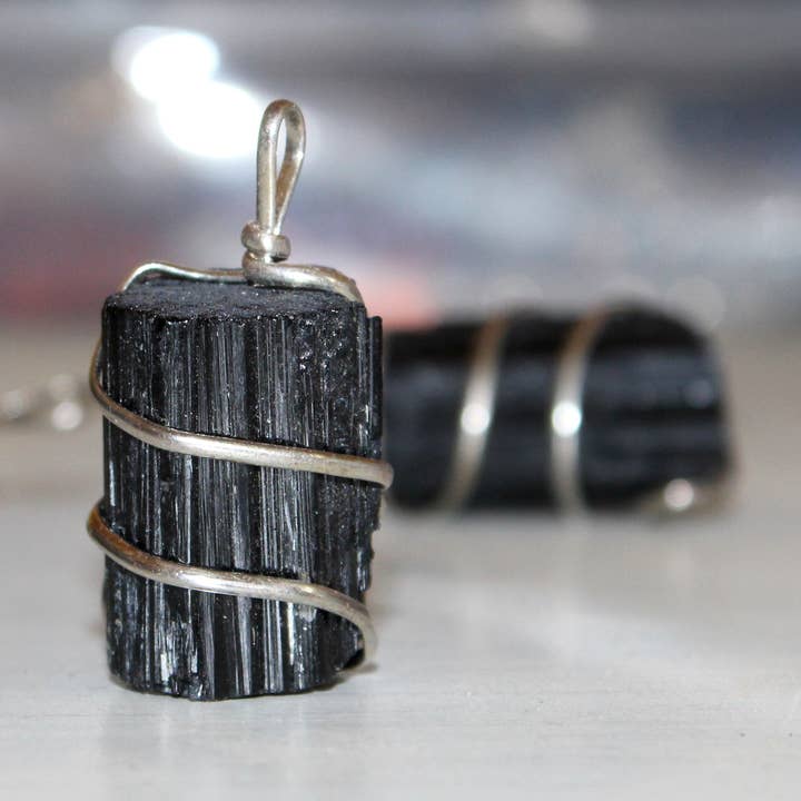 Aura Vibes - Wholesale Individual charm/pendant - Raw Black Tourmaline Wire Wrapped Pendant0