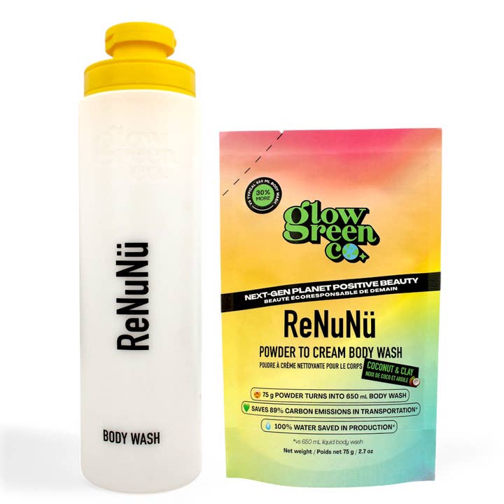 Natürliche nachfüllbare Power-to-Cream Duschgel - Kokosnuss & Tonerde für den Großhandel von Glow Green Co.