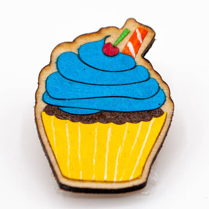 Cupcake Layered Paper Art Wooden Pin for wholesale by Panache Paper Art
