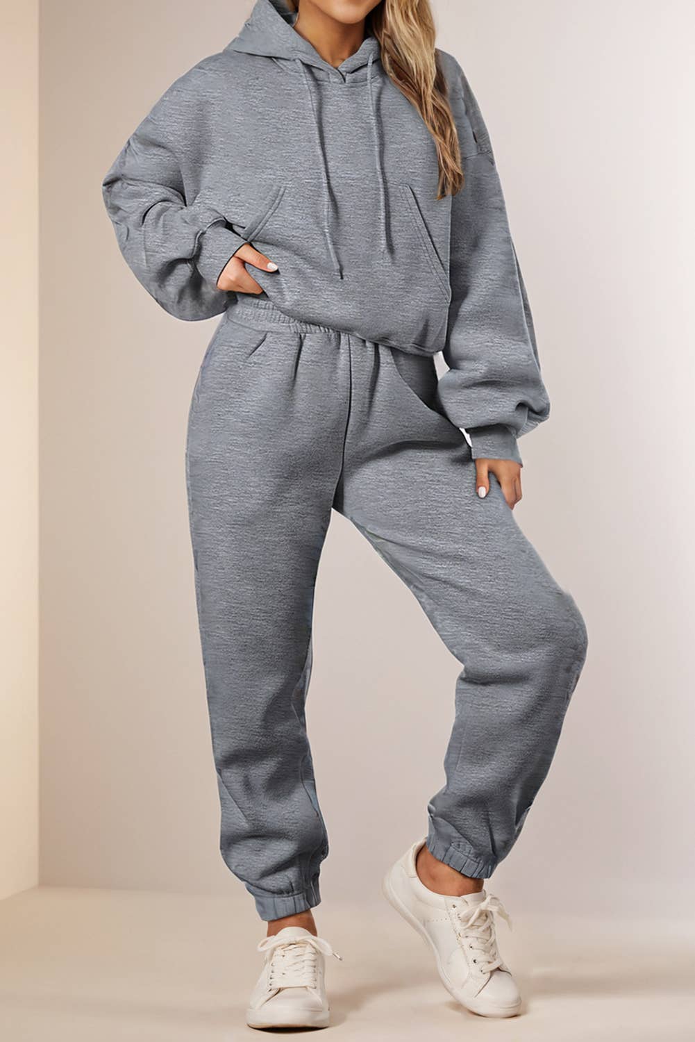 Gray Women's Matching Hoodie and Joggers Activewear Set for wholesale on Faire