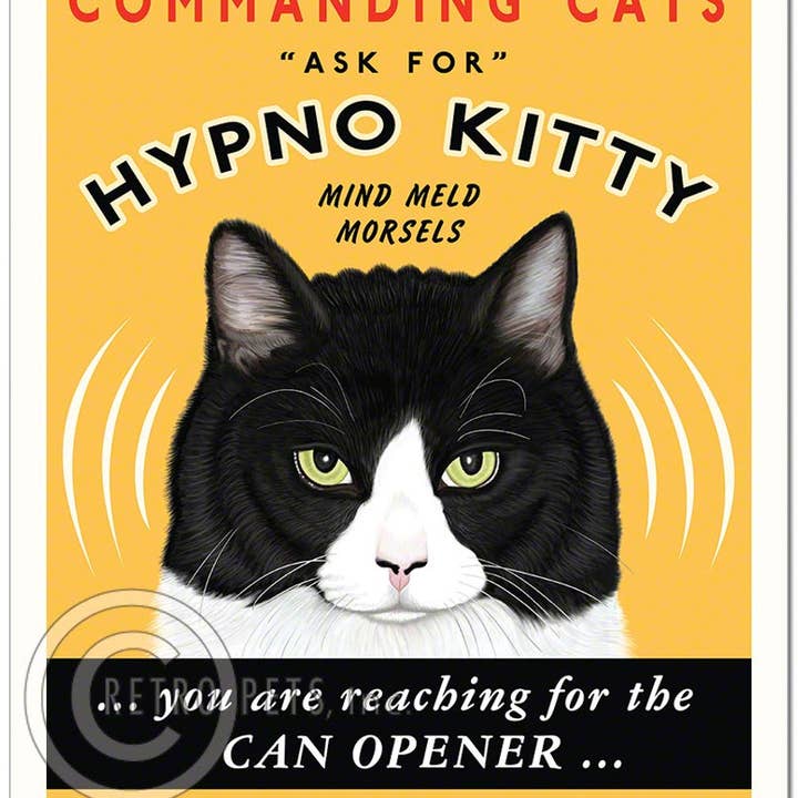 Retro Pets - Wholesale Art Print - F-103 8x10 Art Print, Cat Art "Hypno Kitty"