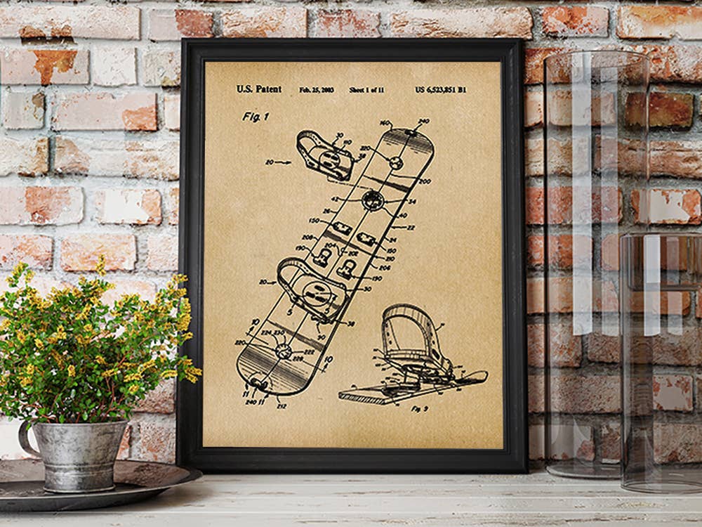 Fresh Prints of CT - Wholesale Art Print - Original Snowboard Patent Art Print  - Snow Sports5
