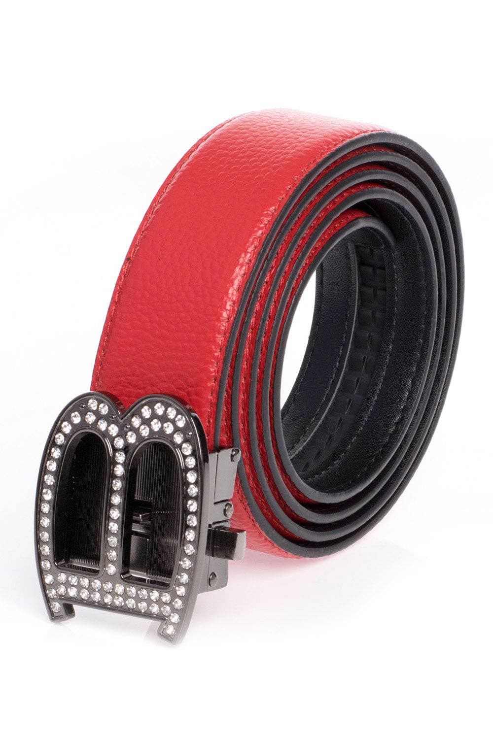 BARABAS – wholesale Belt – Men's – Men's Rhinestone B Letter Buckle Leather Belt BK8107