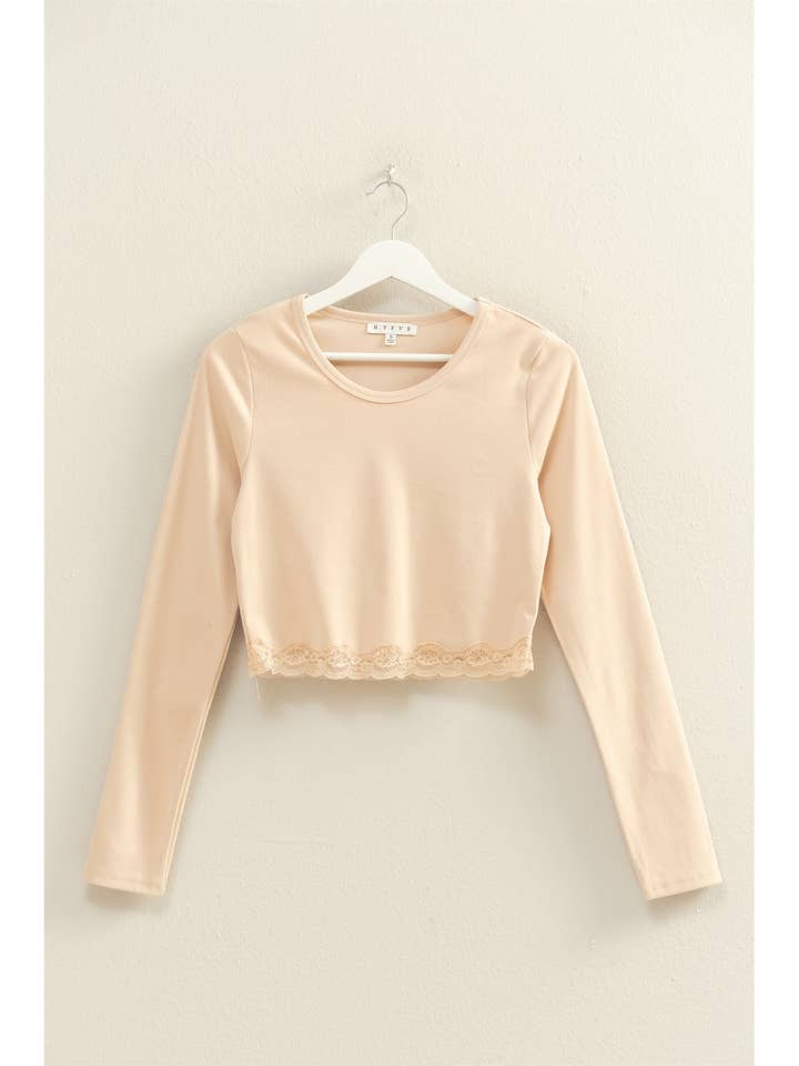 Langarmshirt mit Spitzenbesatz für den Großhandel von HYFVE