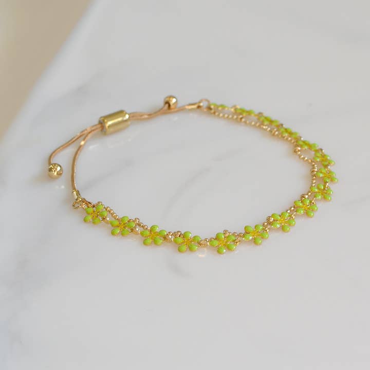 StarryNYC - Wholesale Link & chain bracelet - Color Epoxy Enamel Flower Adjustable Chain Bracelets8