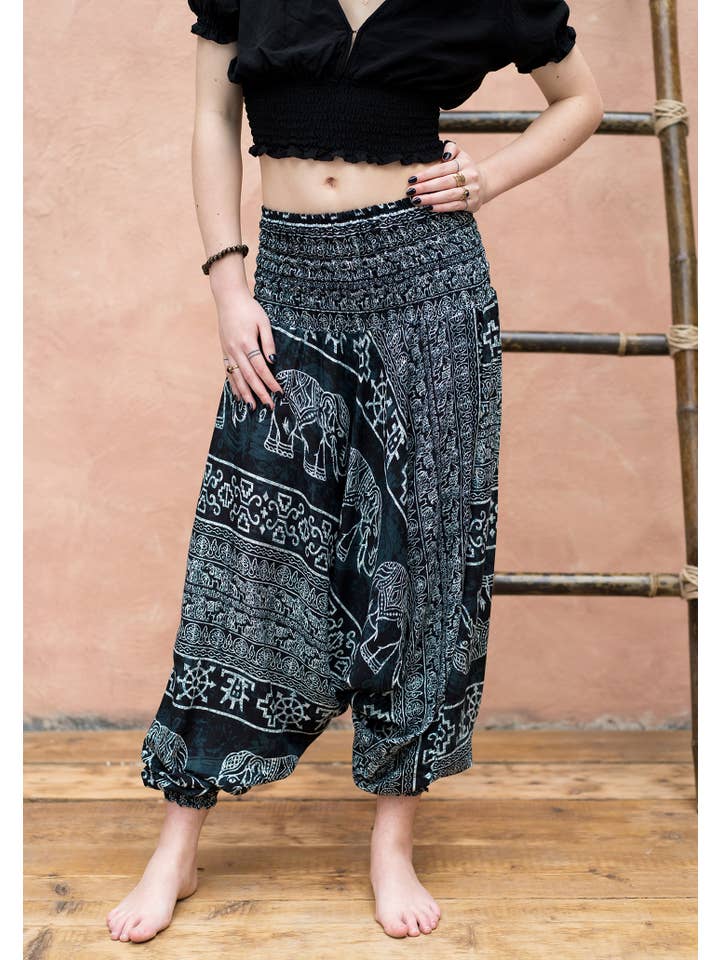 Namaste - Wholesale Pants - Women's - Freesize Aladdin Style Elephant Print Trouser1