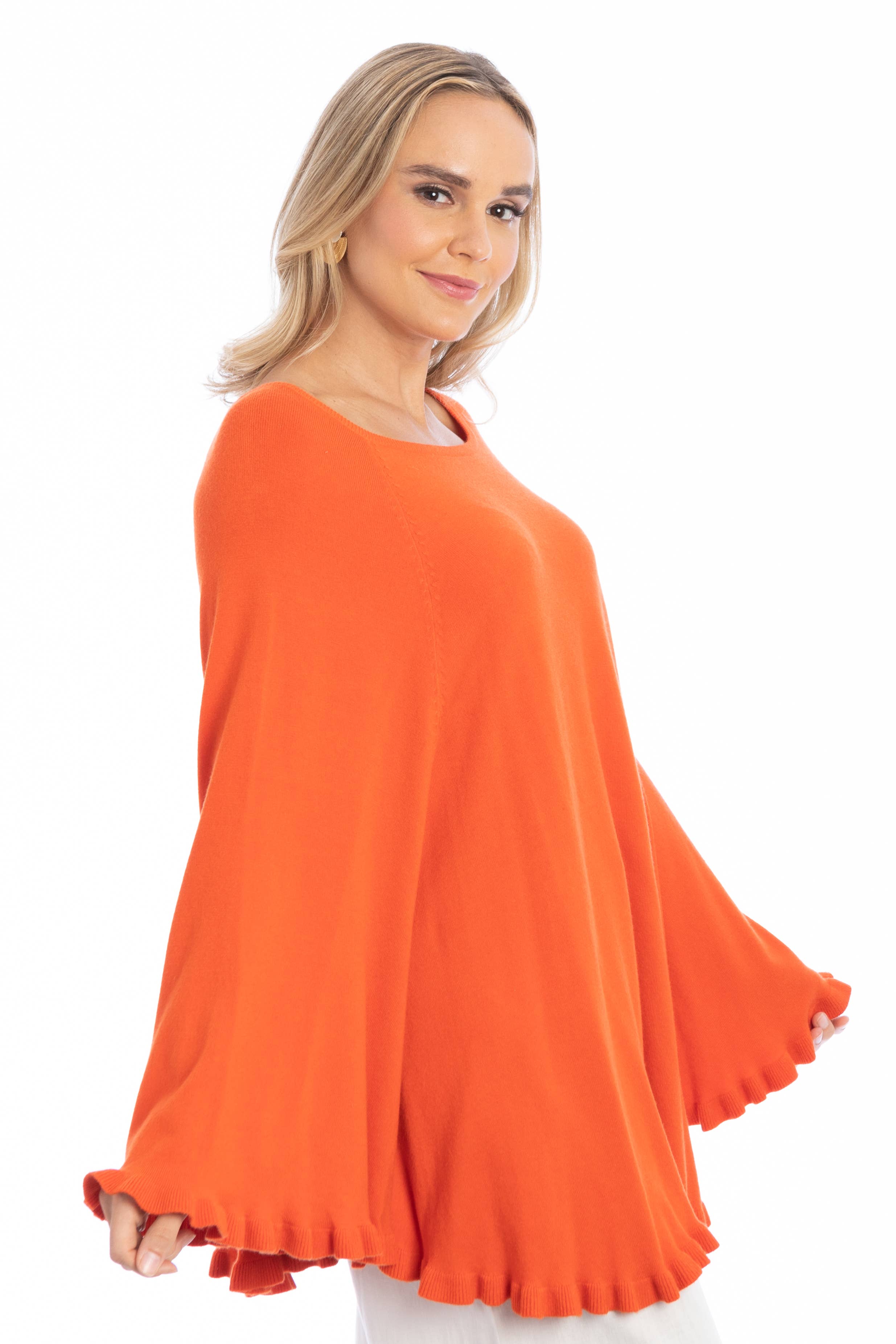 SAACHI - Wholesale Poncho - Women's - Talia Ruffled Hem Poncho Sweater17