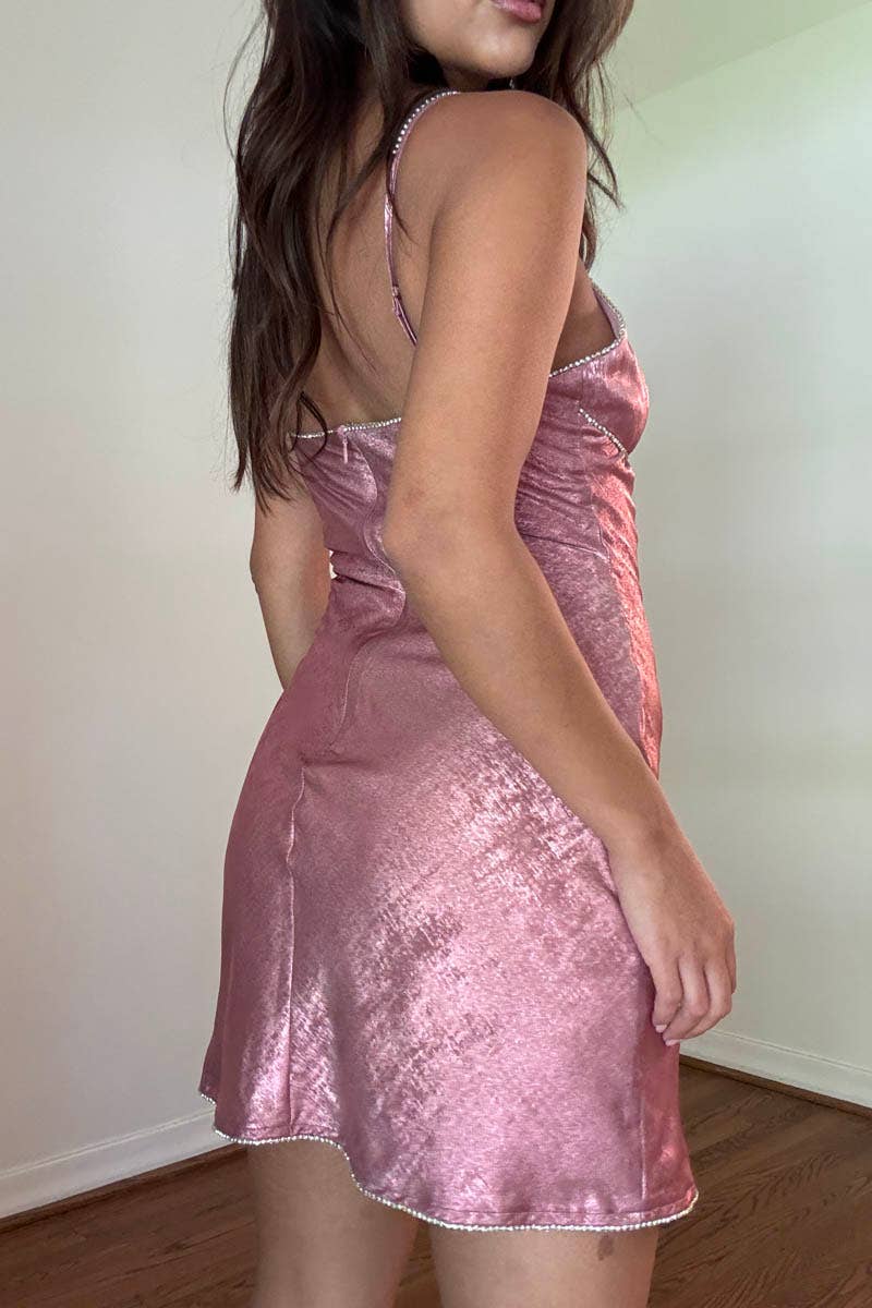 PINK CRYSTAL EDGED SHIMMER MINI DRESS  for wholesale on Faire4