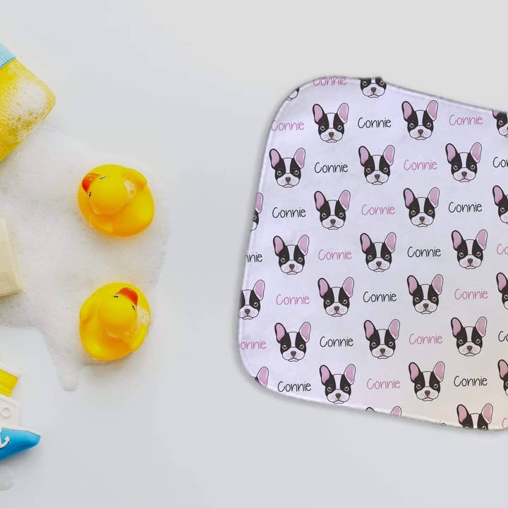 Gepersonaliseerde Franse Bulldog microvezel washand voor wholesale door Potter's Printing