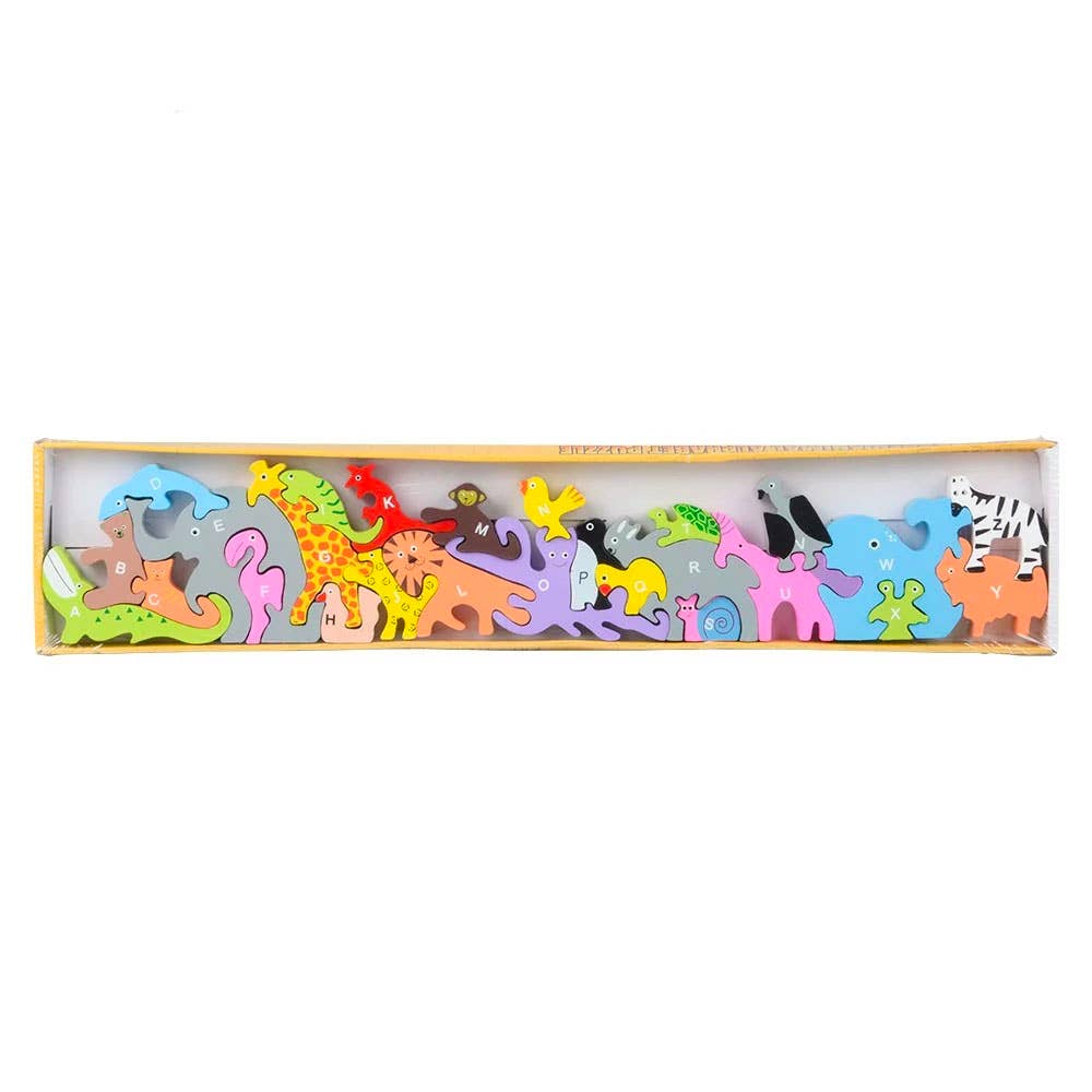 Curious Minds Toys - Wholesale Puzzle - Kids - 1 Wood Alphabet Animal Puzzle - A-Z Animals Chunky Jigsaw1