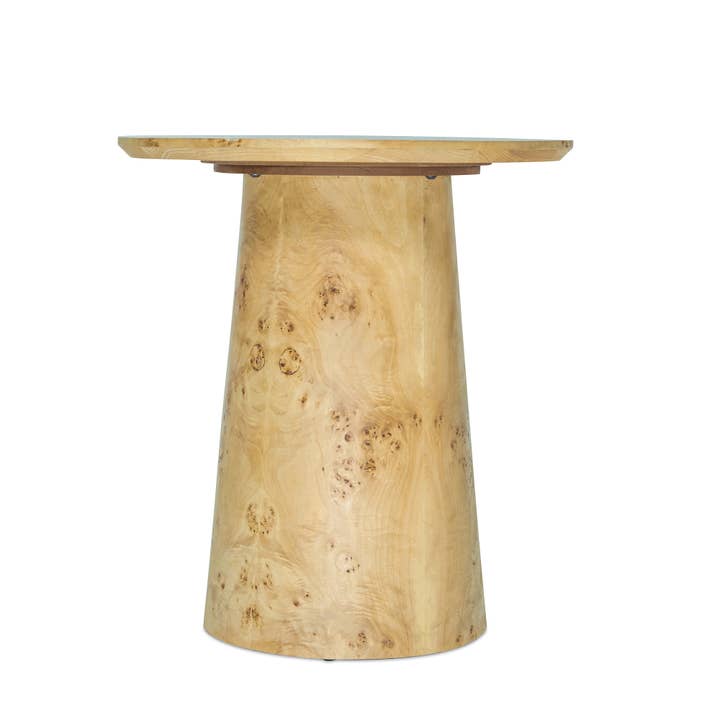 LR Home - Wholesale Side Table - Transitional Solid Burl Wood Handmade Round Side Table