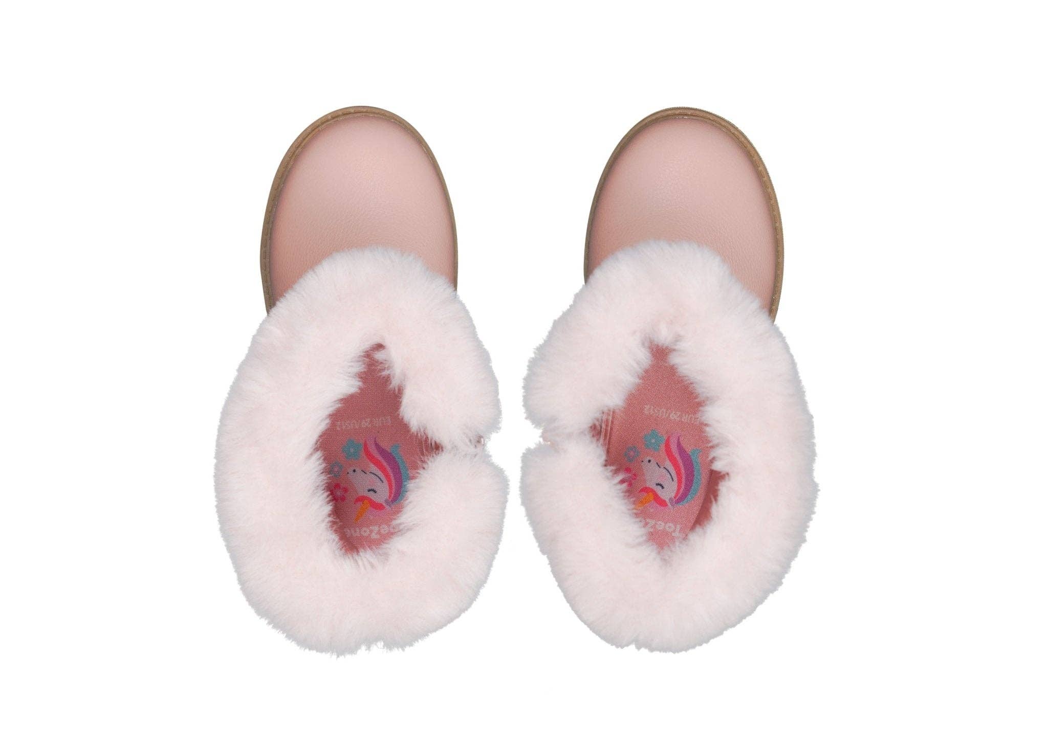 ToeZone - Vendita all'ingrosso Scarpe casual - Bambini - JO - Stivali rosa in pelle e pelliccia scamosciata da bambina5