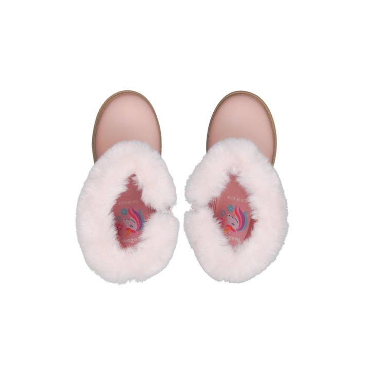 ToeZone - Vendita all'ingrosso Scarpe casual - Bambini - JO - Stivali rosa in pelle e pelliccia scamosciata da bambina5