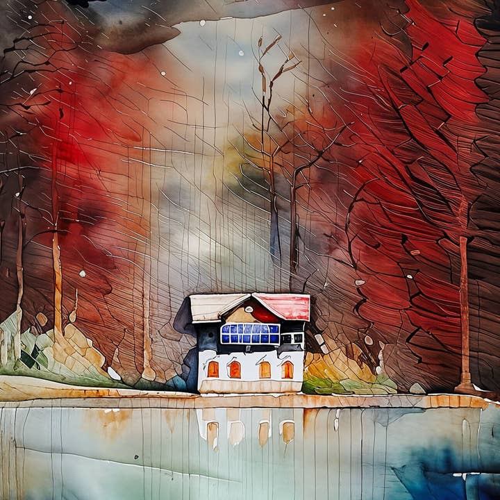 Serene Landscape Wall Art Print, Watercolor Wall Decor, Home Decoration, Gift for Nature Lovers, Cozy Home Vibes for wholesale by Mediaunlimited, LLC.