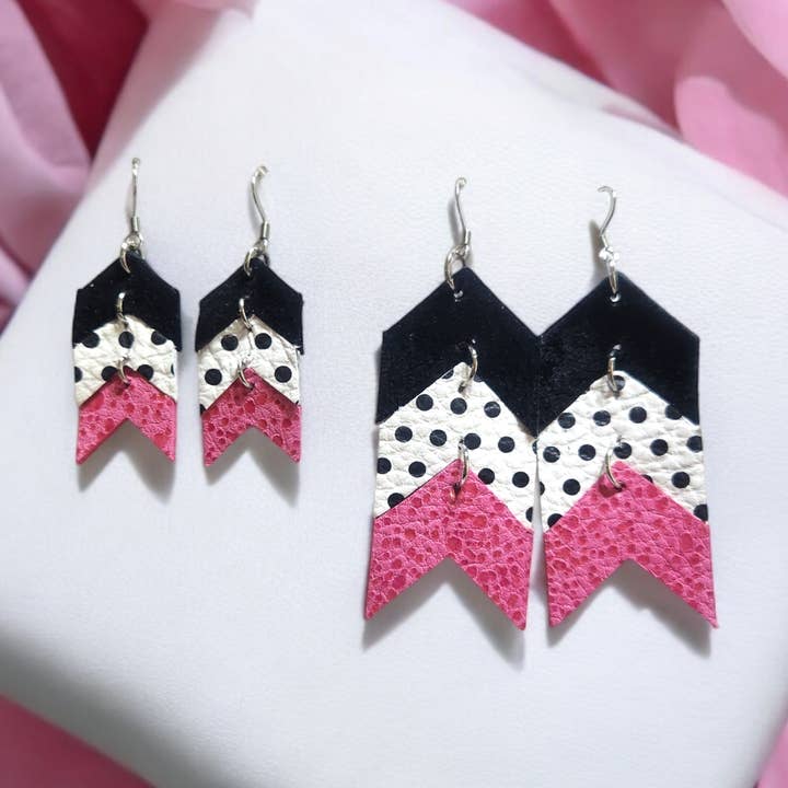 Sort/plettet og lyserød chevron for engroshandel hos Bushleys Beauties, LLC